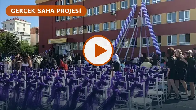 Mezuniyet Töreni İçin Kahverengi Hazeran Masa Sandalye Kiralama gerçek saha videosu